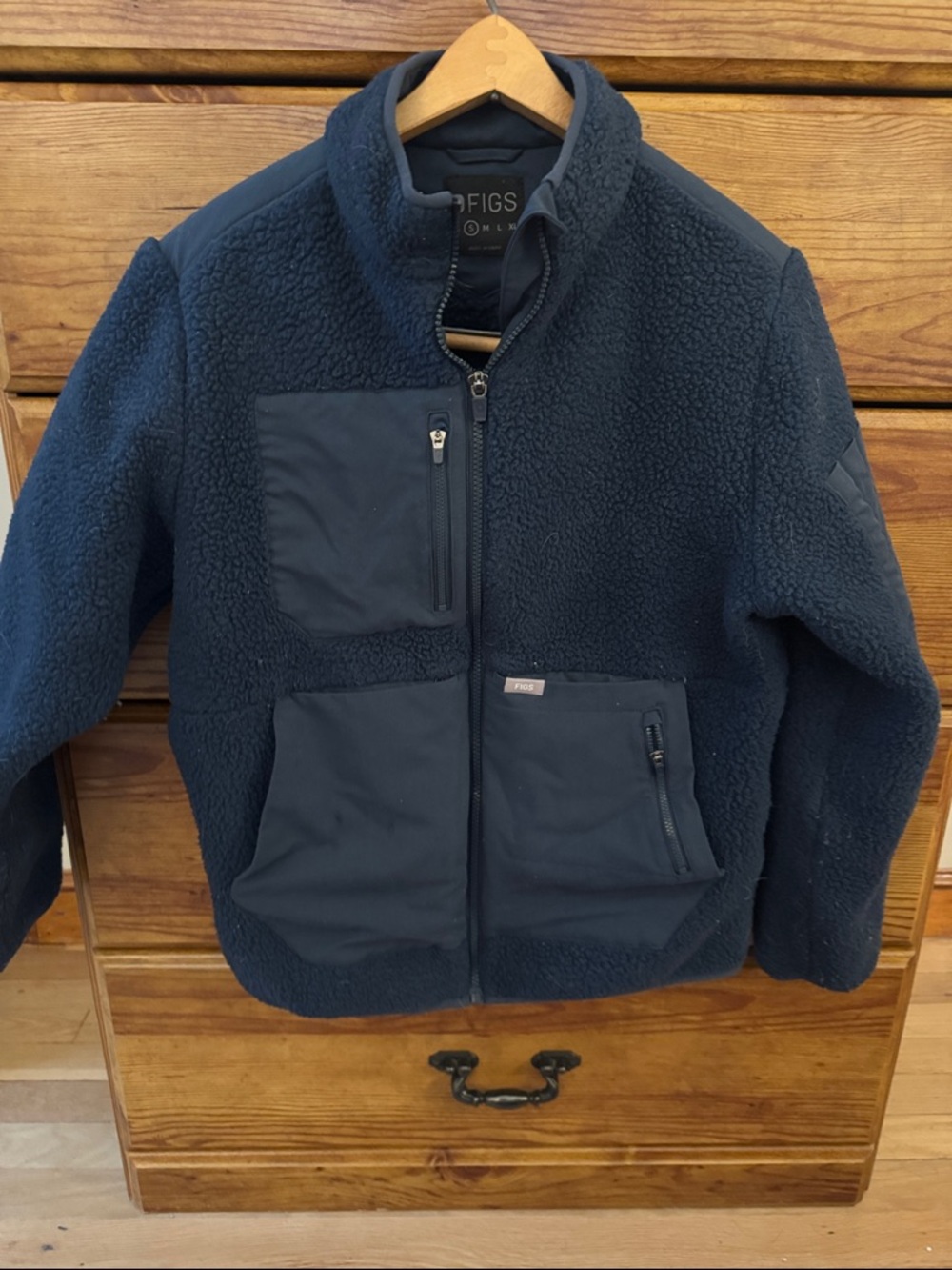 FIGS Navy Sherpa Fleece Jacket
